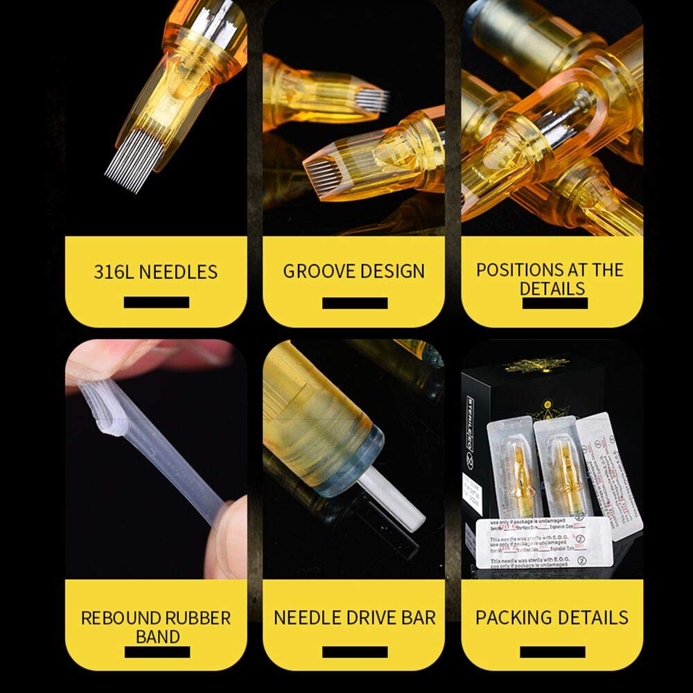 YILONG Tattoo Cartrudge Needles Professional Disposable 20pcs Tattoo Cartridge Needles for Tattoo Machine And Tattoo Supplies (2400124-3RL)