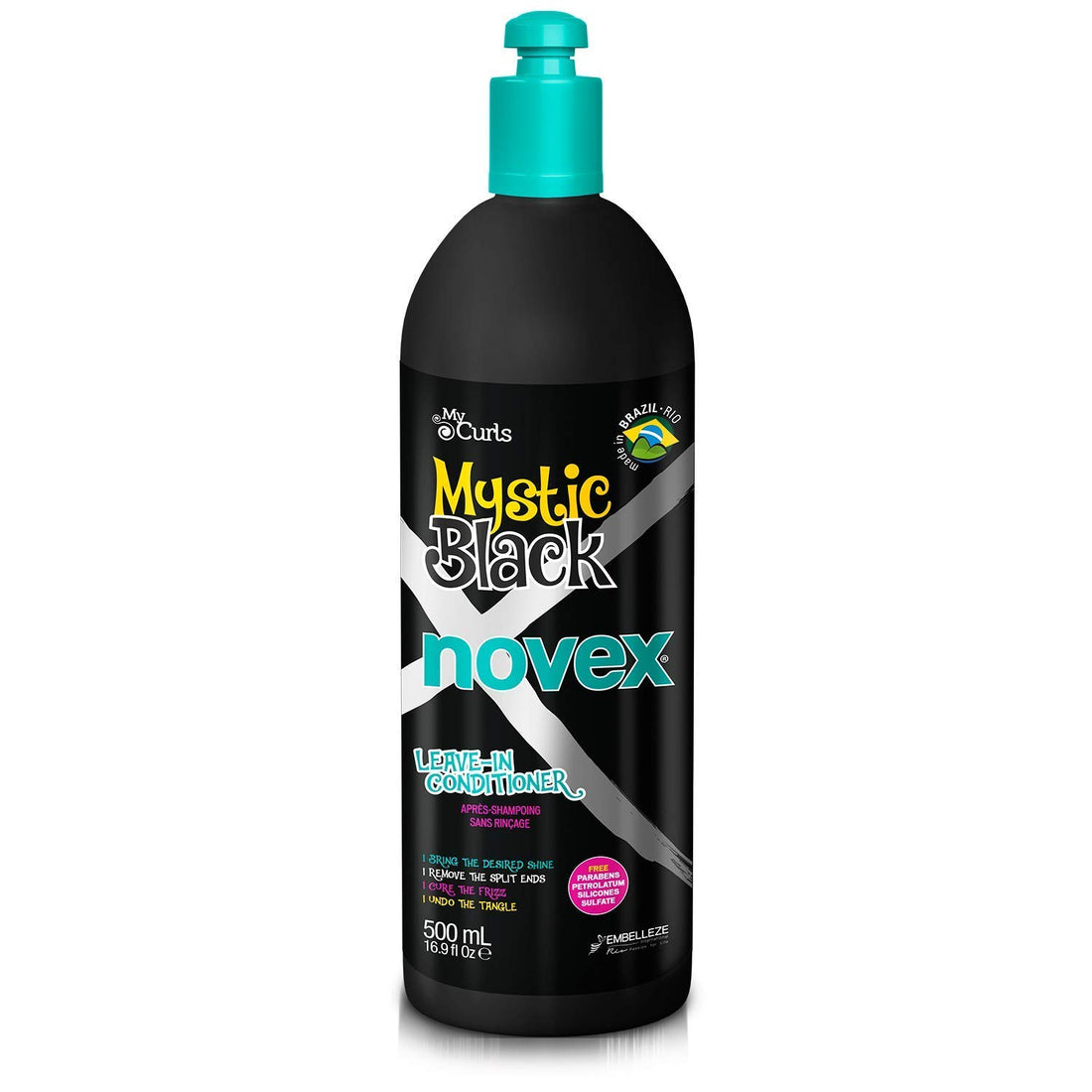 Novex Mystic Black Leave In Conditioner (10oz) Baobab Oil Protects, Adds Moisture to Kinky, Curly, Natural Hair. Controls Frizz, Softens, Enhances Shine on Dry, Coarse, Relaxed or Colored Hair
