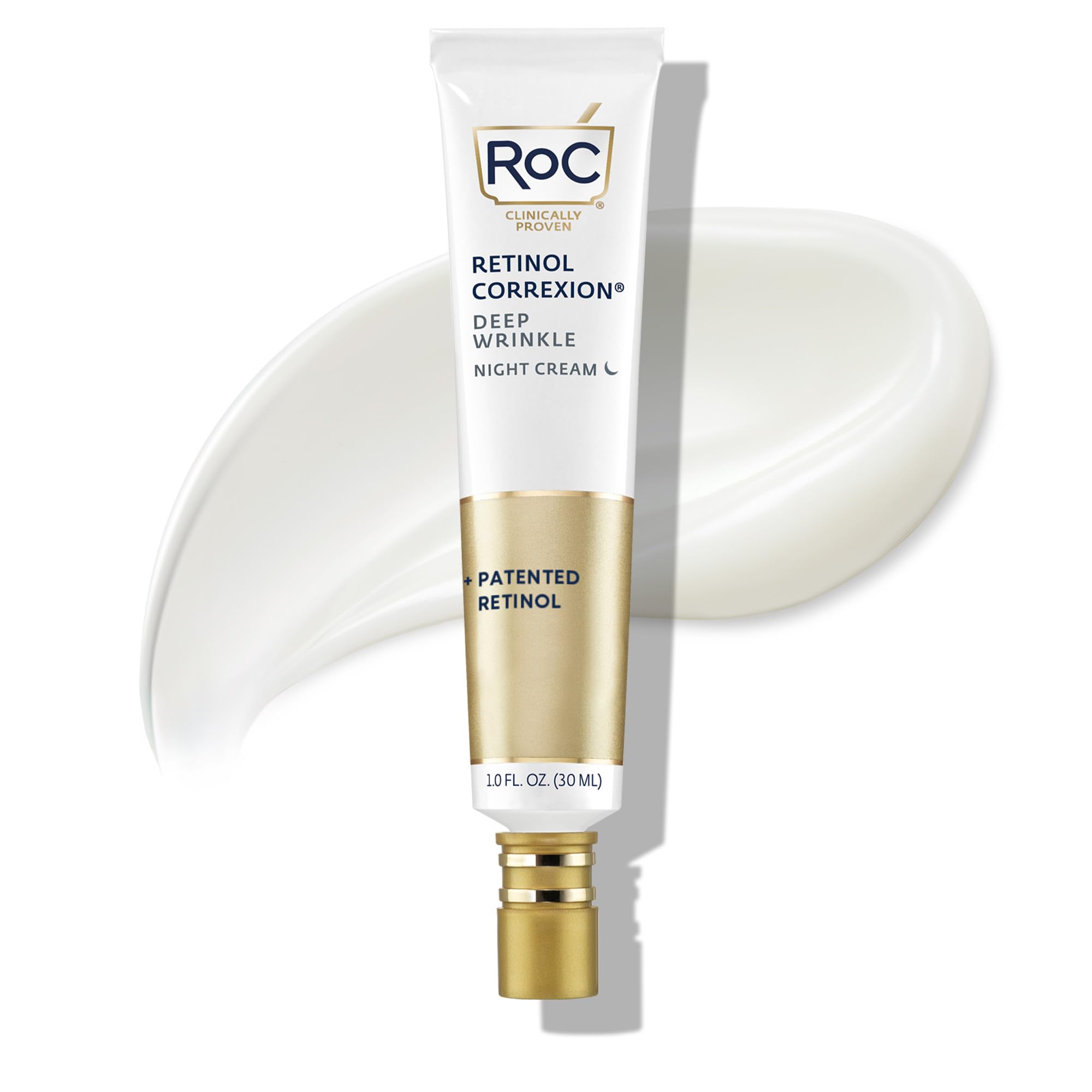RoC Retinol Correxion Deep Wrinkle Anti-Aging Night Cream, Daily Face Moisturizer with Shea Butter, Glycolic Acid and Squalane, Stocking Stuffers for Men & Women, 1 Ounces (Packaging May Vary)
