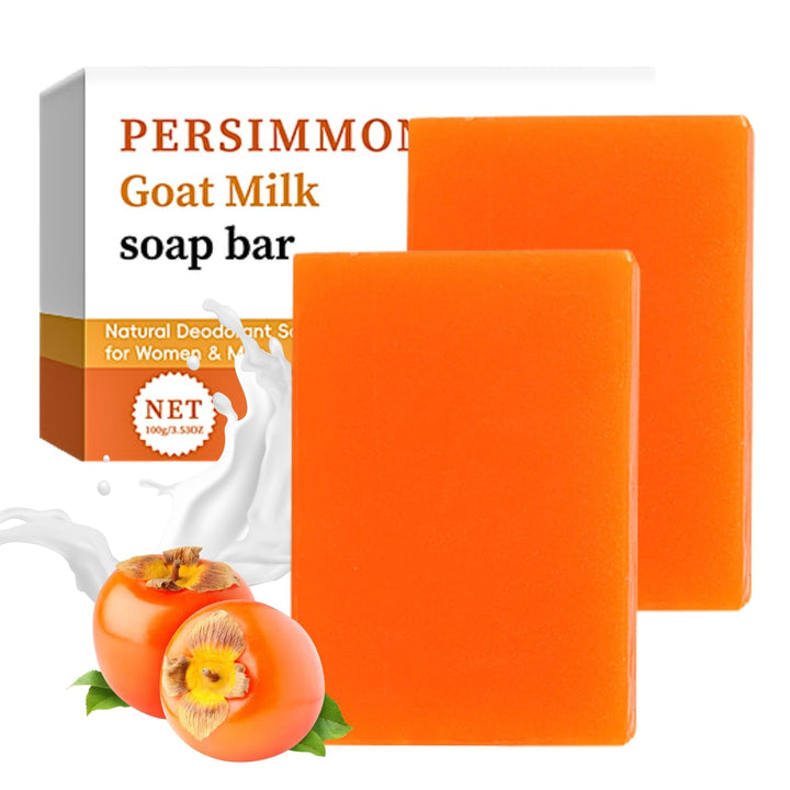 Evolvique Persimmon Soap Bar for Body Odor Control - Goat Milk Bar Soap - Body Deodorant for Women & Men - Natural Body Odor Soap - Persimmon Soap for Old People Smell - Bath Soap Bars (2 pcs)