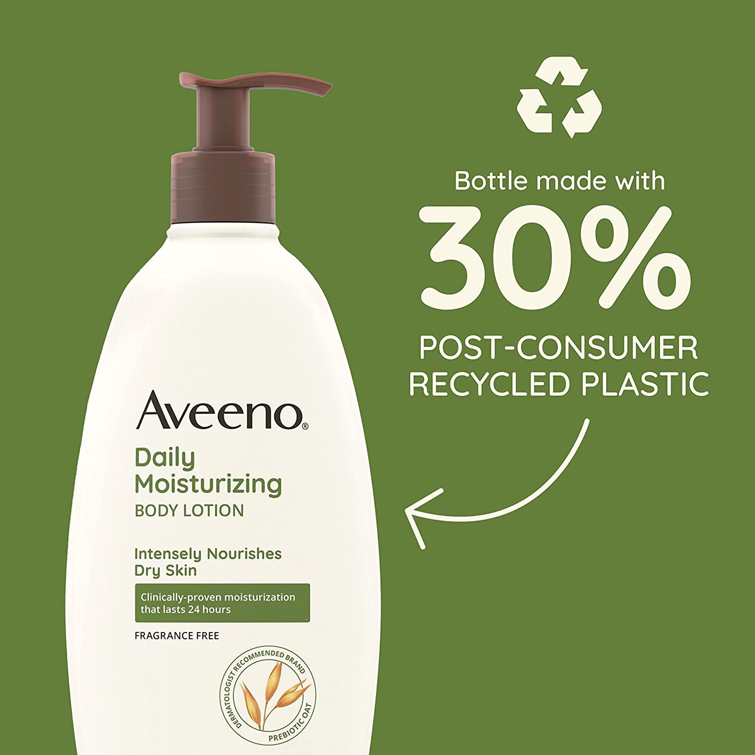 Aveeno Daily Moisturizing Body Lotion with Soothing Oat and Rich Emollients to Nourish Dry Skin, Gentle & Fragrance-Free Lotion is Non-Greasy & Non-Comedogenic, 18 fl. oz