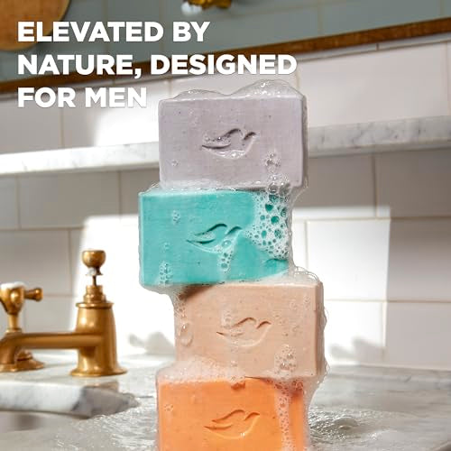 DOVE MEN + CARE Cleansing Bar Soap Blood Orange + Sea Salt 4 Bars to Rebuild Skin in the Shower, a 4in1 Hair, Body, Face & Shaving Bar with Plant-Based Cleanser and Natural Oils 5 oz