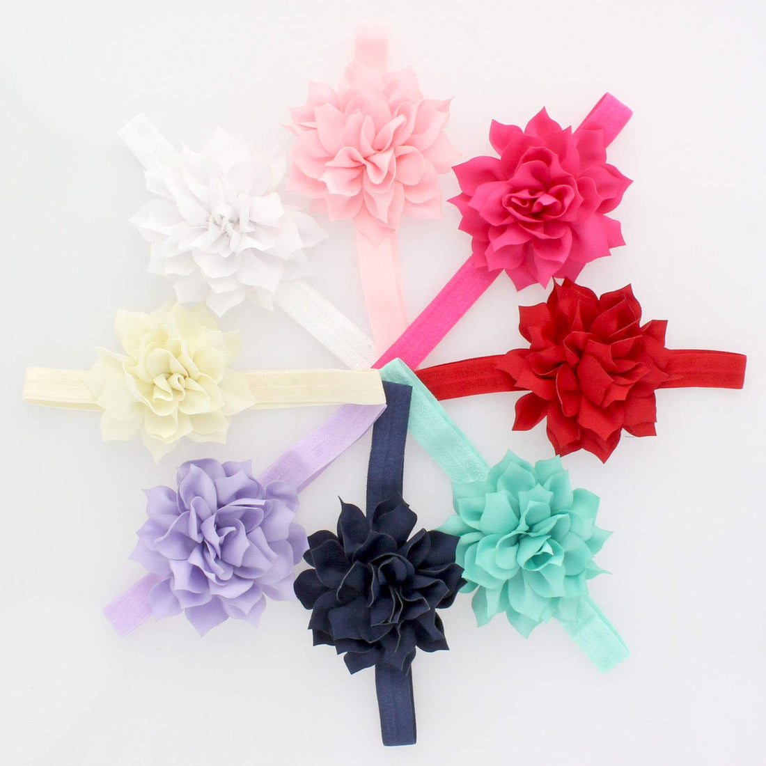 My Lello Baby Petal Flower Headbands Mixed Colors 8-Pack Lot Classic Variety
