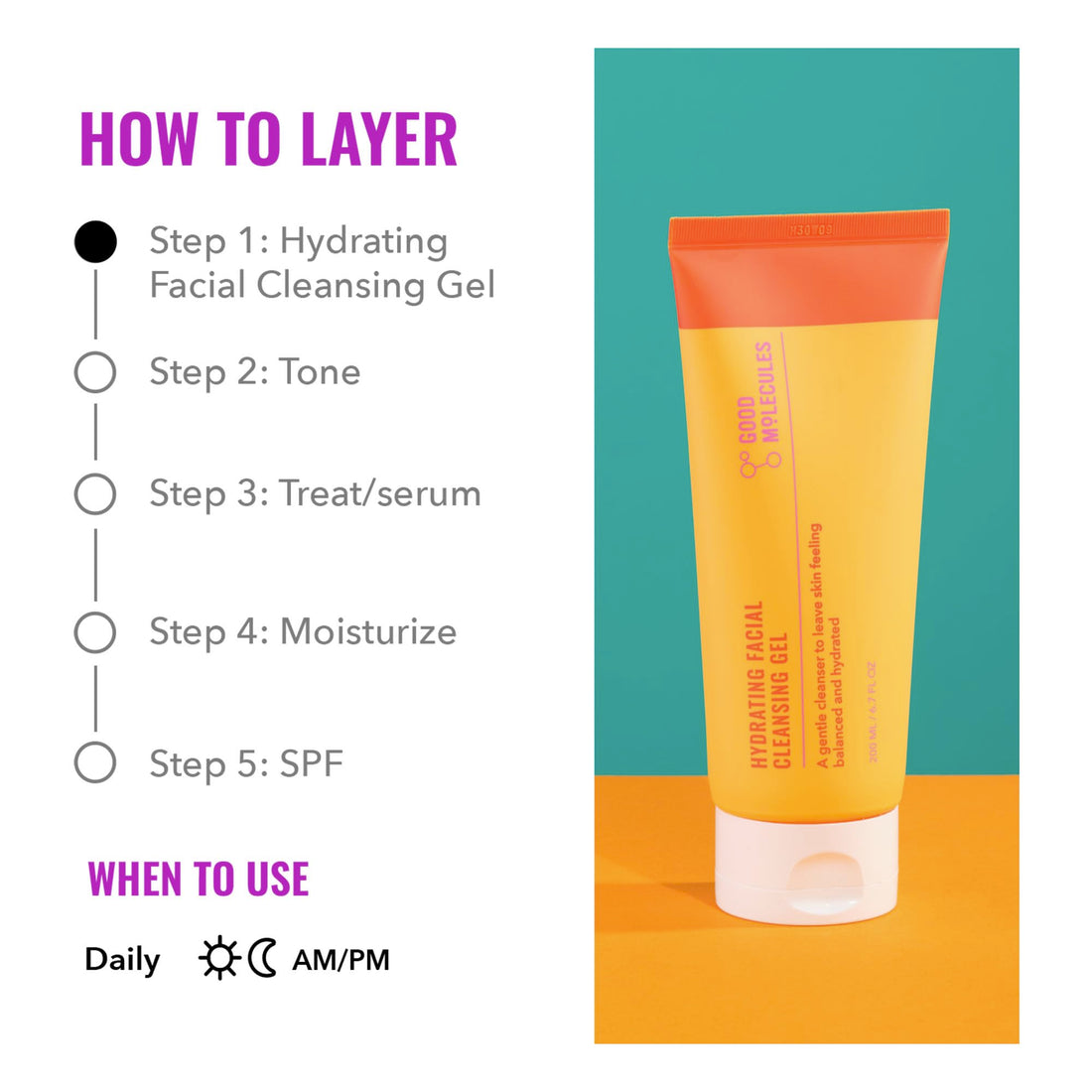 Good Molecules Hydrating Facial Cleansing Gel - Face Wash with Rosewater and Pineapple - Skincare for Face, Brighten, Cleanse and Moisturize