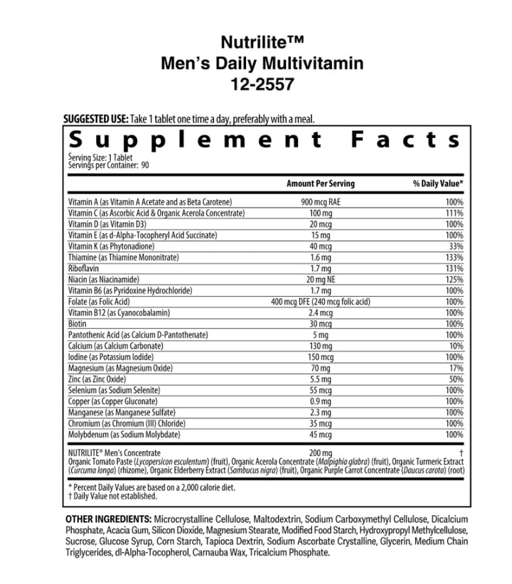 Men’s Daily Multivitamin Tablets Item #125557-90 Tablets