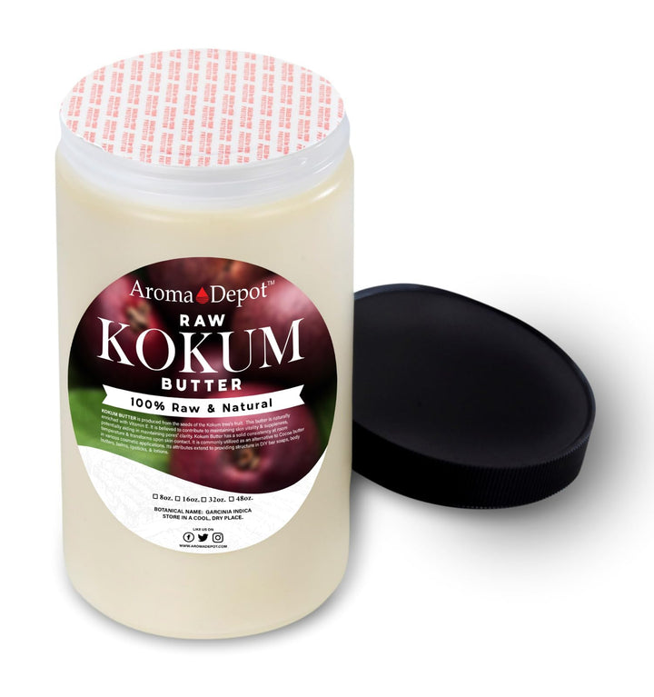 Aroma Depot 2 lb. Raw Unrefined Kokum Butter JAR Great for Skin, Body and Hair. 100% Pure I Natural I Cold Pressed I Thickener for Body Butters, Sunscreens, Soaps, Deodorants and Lotions.