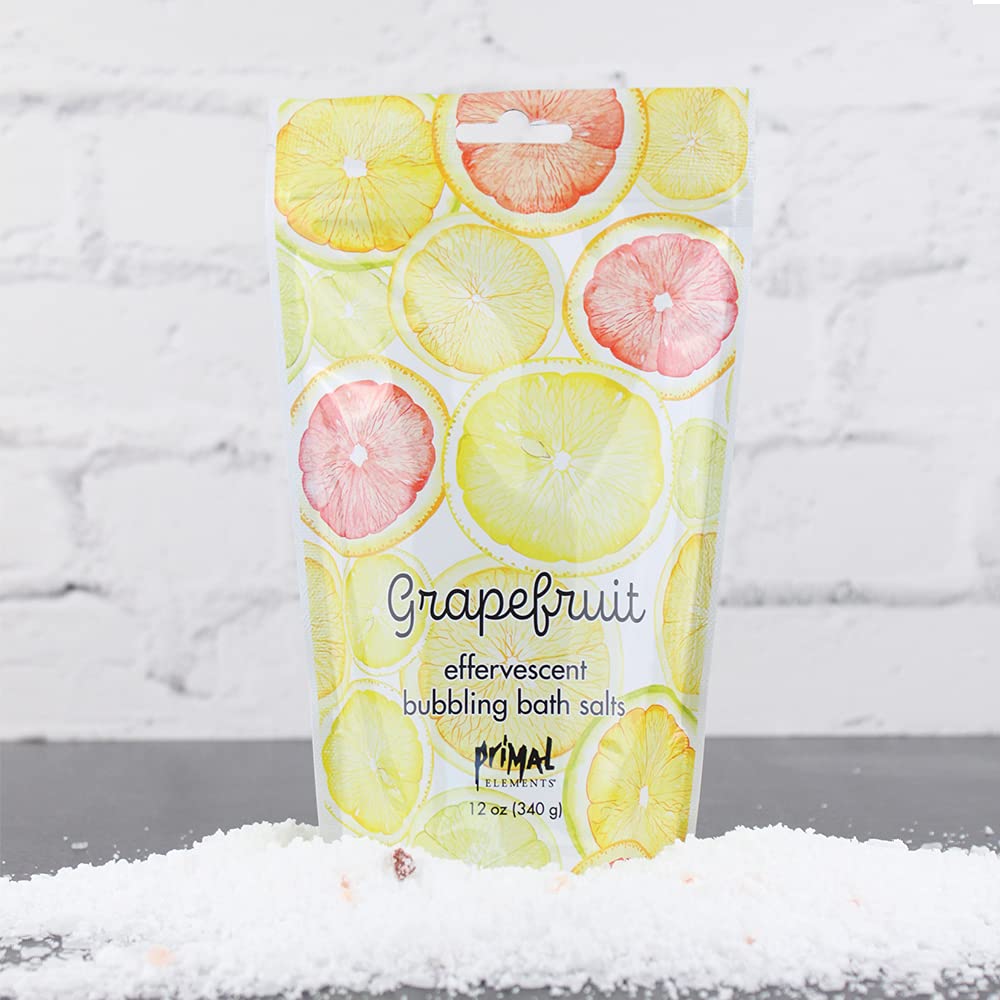 Primal Elements Effervescent Bubbling Bath Salts, Grapefruit, 12 Ounce
