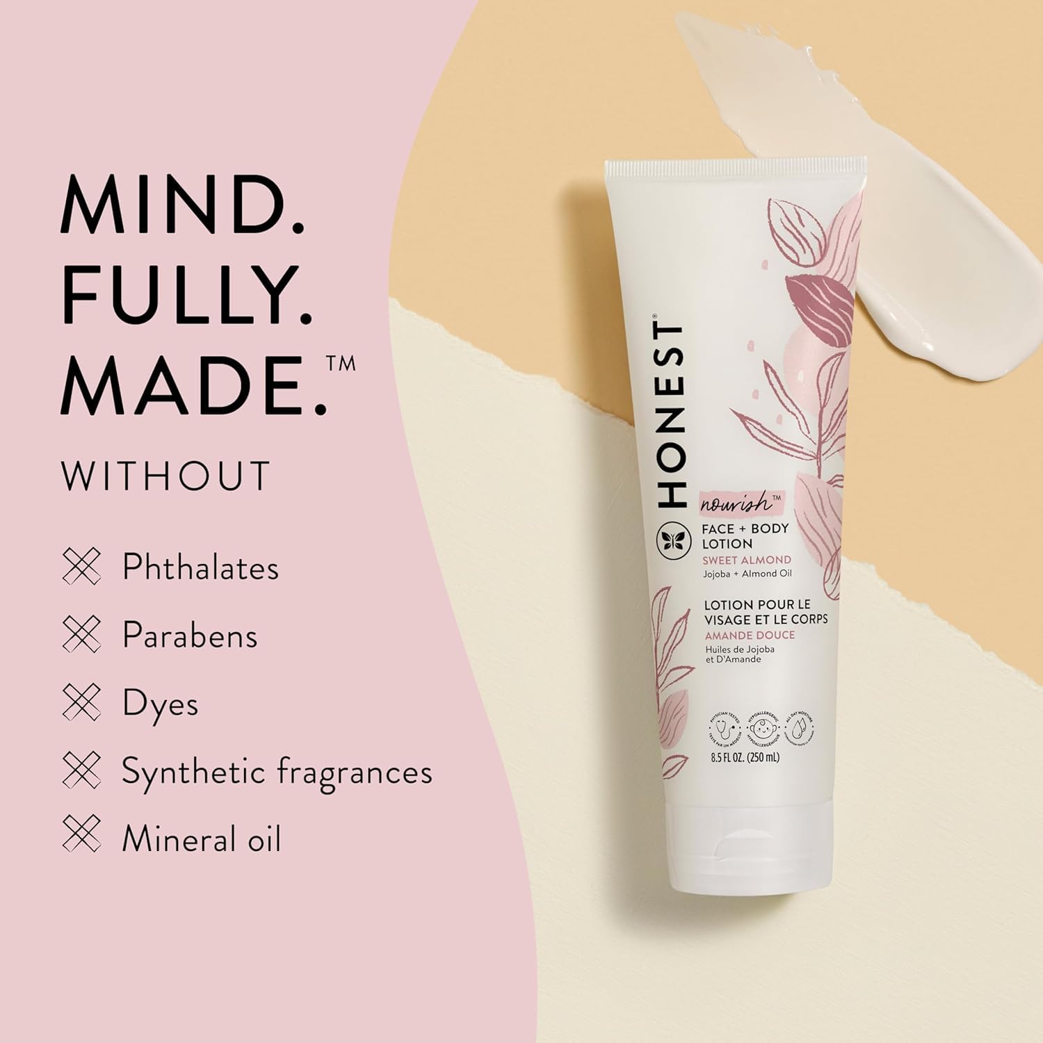 The Honest Company Gently Nourishing Face and Body Lotion, Sweet Almond, 8.5 Fl Oz