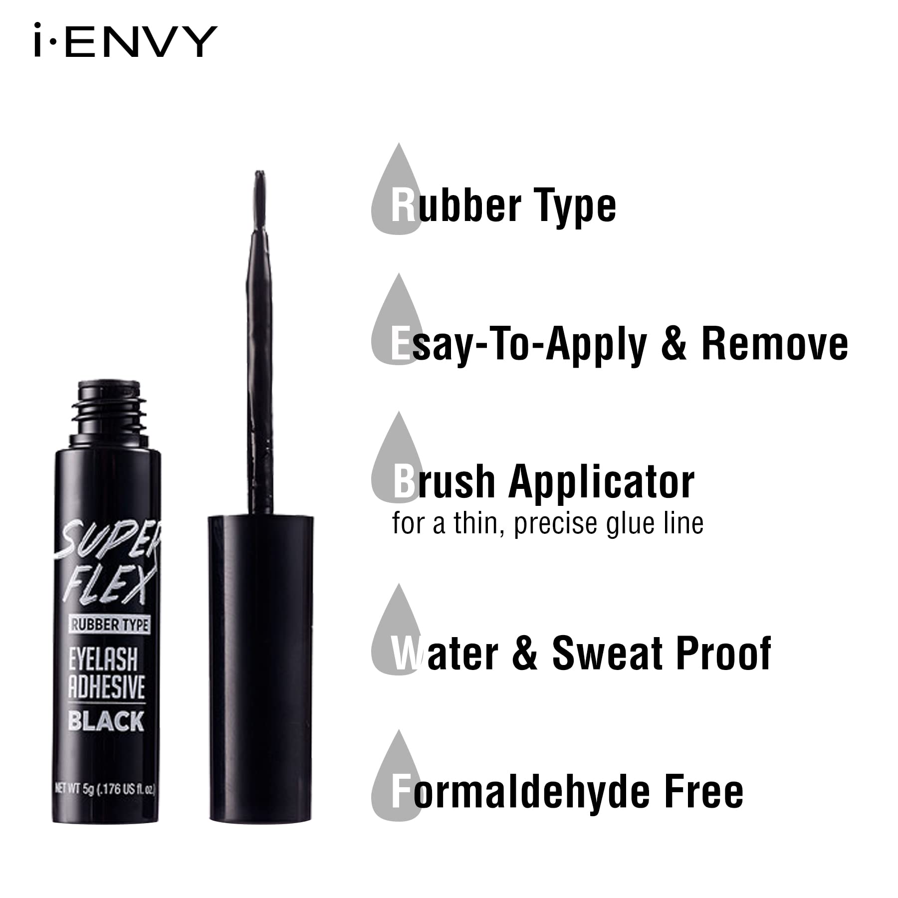 Kiss I Envy Super Flex Eyelash Adhesive Rubber Type [Black]