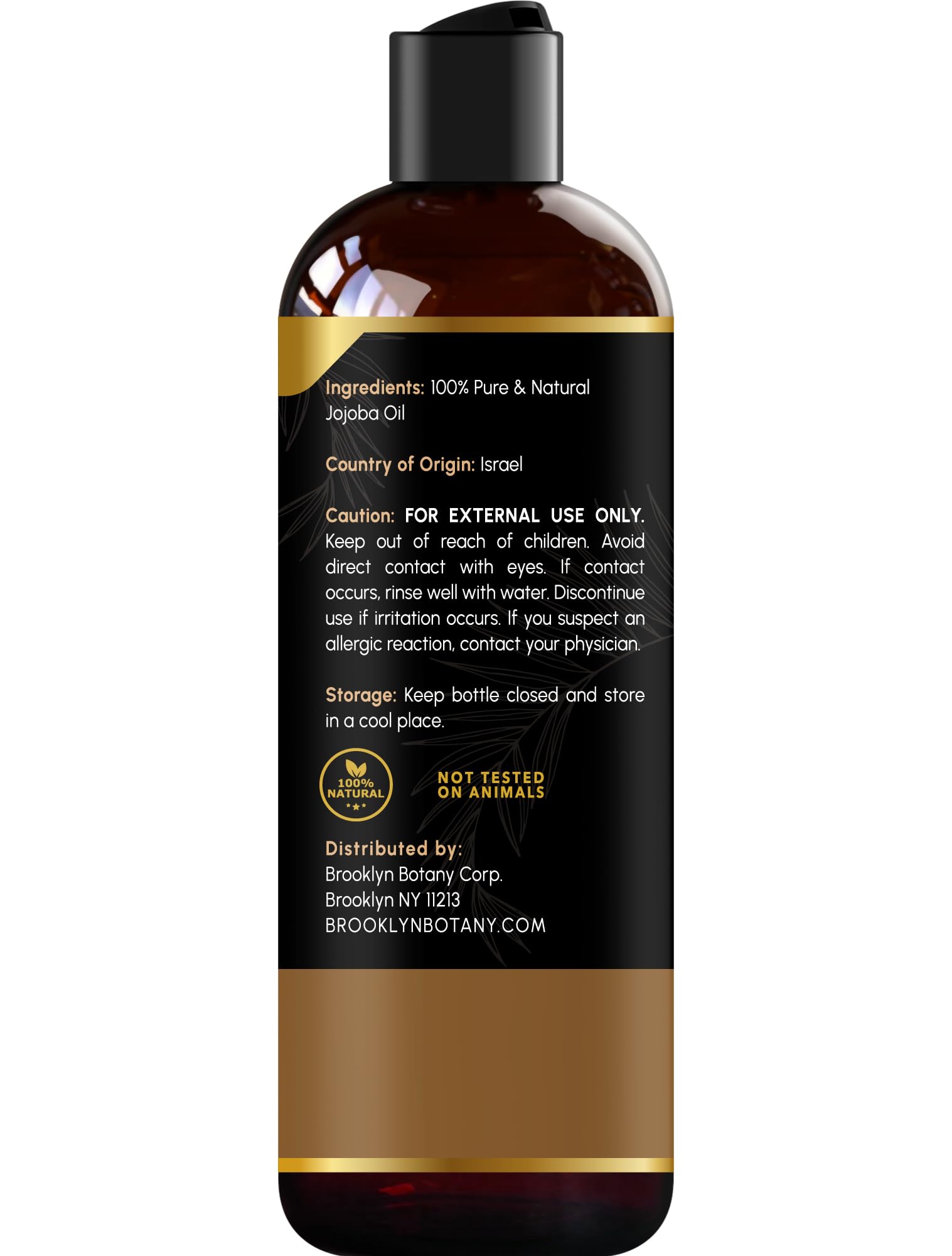 Brooklyn Botany USDA Organic Cold-Pressed Jojoba Oil for Skin, Hair and Face - 100% Pure and Natural Body Oil and Hair Oil - Carrier Oil for Essential Oils, Aromatherapy and Massage Oil - 8 fl Oz