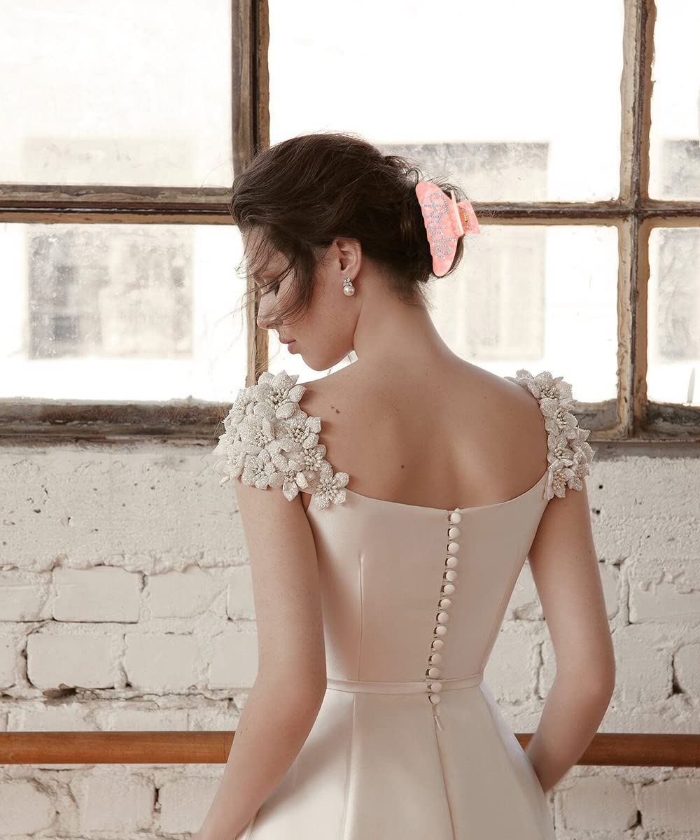 Bride Hair Claw Clips, Acrylic Wedding Hair Clip for Bride, Nonslip Large Claw Clips Bachelorette Party Decorations Wedding Bridal Shower Gifts (2PCS Bride)