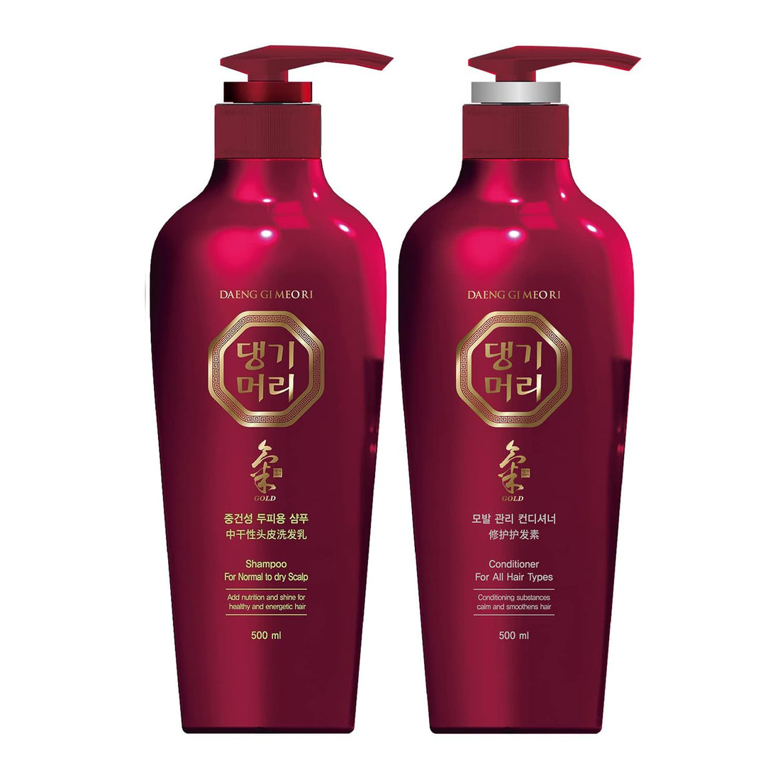 Daeng Gi Meo Ri - Shampoo & Conditioner Set for Normal to Dry Scalp, Add Nutrition and Shine for Healthy and Energetic Hair, Reducing Dandruff, Nourishing and Promoting Hair Growth, 16.9 FL. OZ/ 500ml