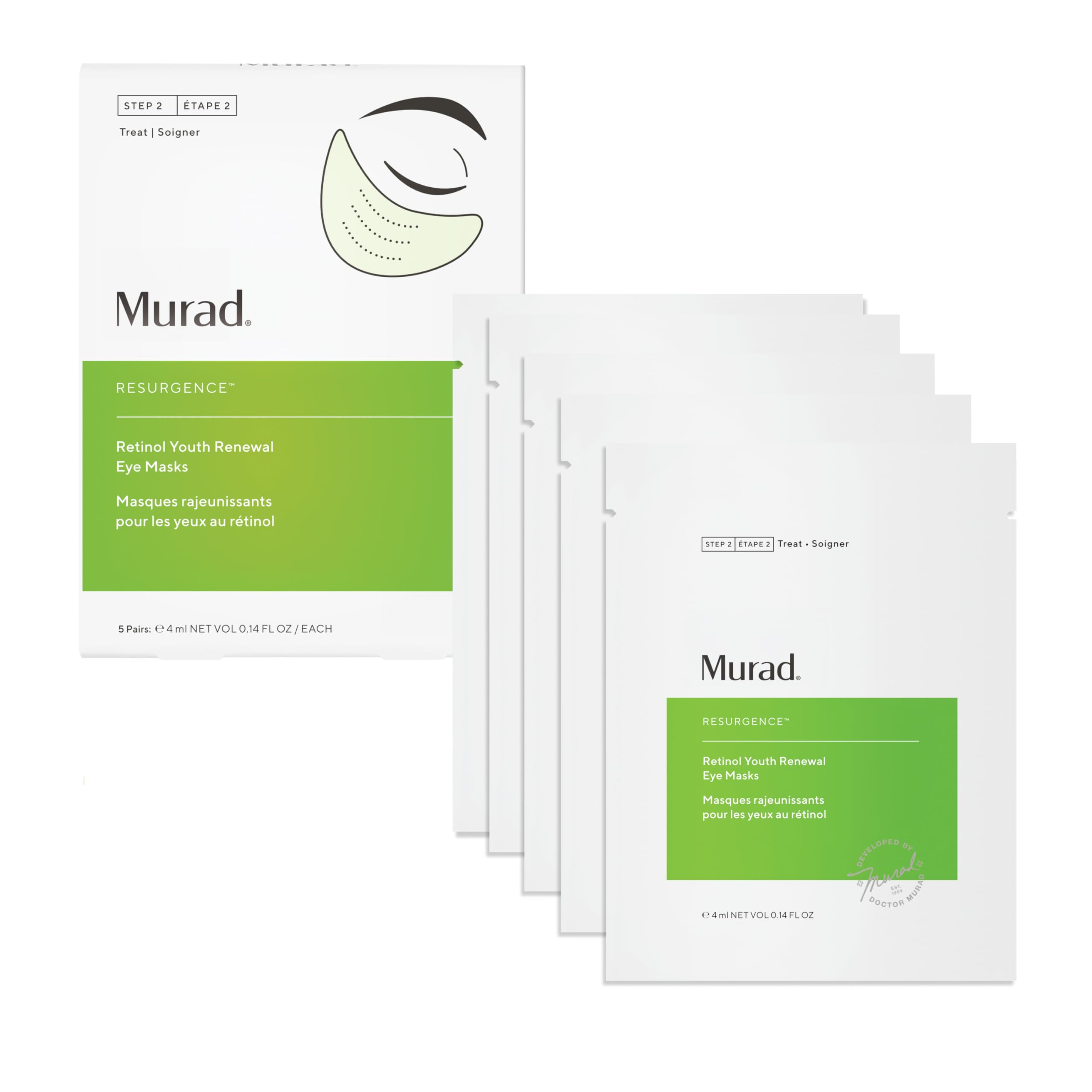 Murad Dr. Zion Retinol Youth Renewal Eye Masks – No-Slip Under Eye Patches for Fine Lines, Wrinkles, Crow’s Feet and Puffy Eyes - Full Absorption Treatment Strips, 5 Pairs