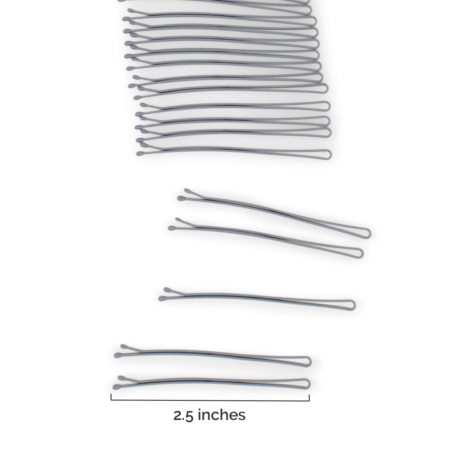 Heliums Large Bobby Pins - Gray - 2.5 Inch Extra Long Straight Hair Pins, Enamel Coated - 24 Count