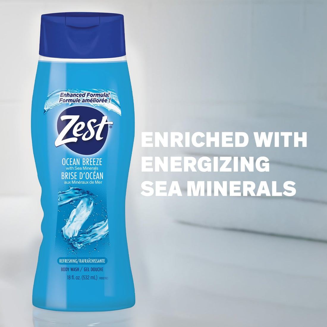 Zest Ocean Breeze Body Wash 18 oz (Pack of 6)