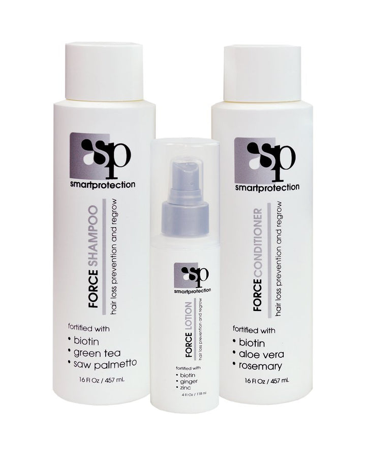 Force Hair Loss Prevention And Regrow Treatment Kit Includes: 16oz Force Shampoo, 16oz Force Conditioner, 4oz Force Lotion By Smart Protection