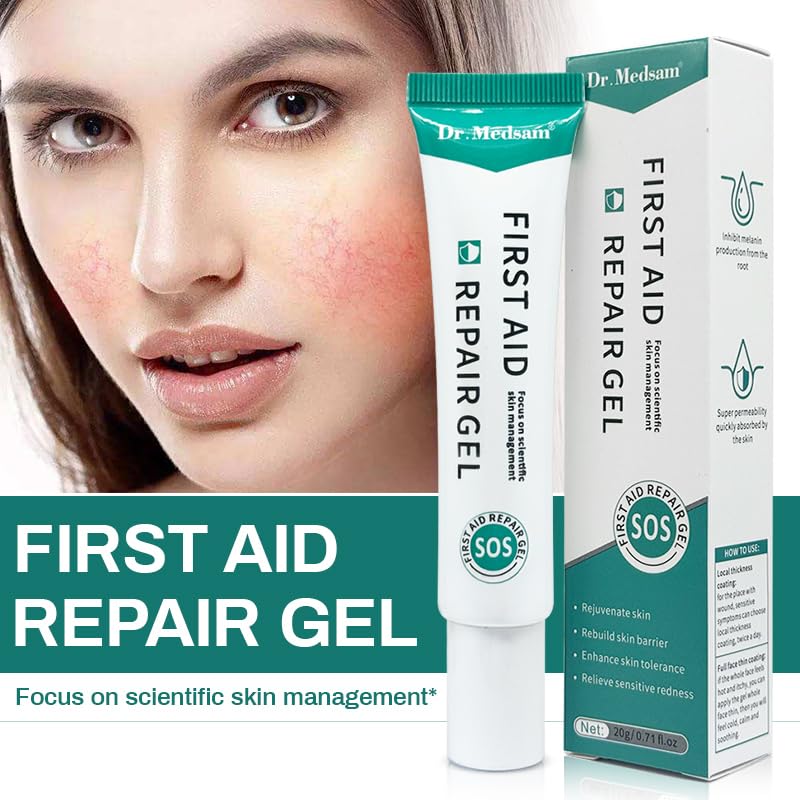 Dr.Medsam First Aid Repair Gel, Hydrogel First Aid Ointment for Sunburn, Dull Skin, Rough, Sensitive Fragile, Dry, Coarse Pore, Enhance Skin Tolerance Relieve Sensitive Redness 20g/0.7Oz