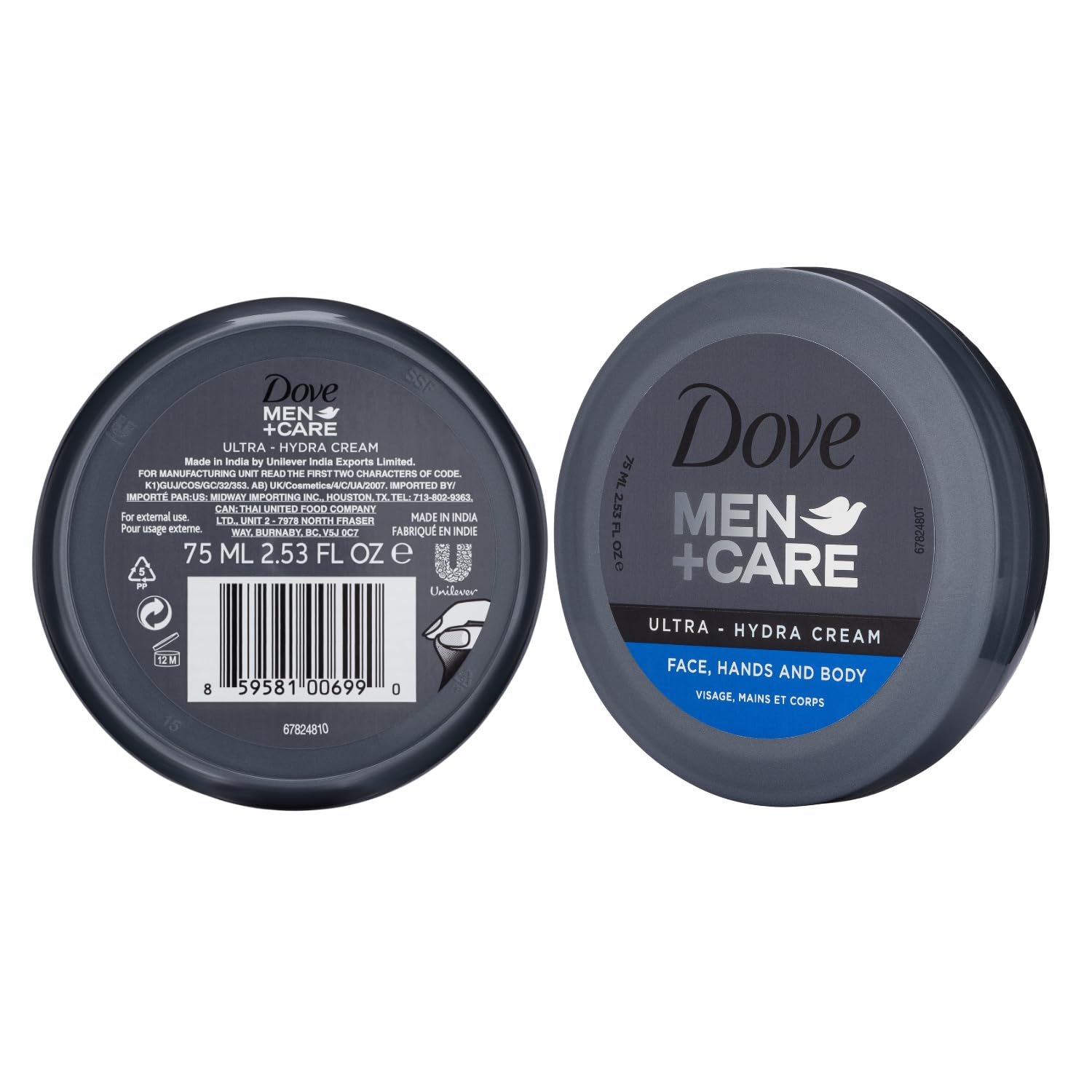 Dove Men+Care Ultra Hydra Cream - Dove Lotion, 3-In-1 Advanced Skin Care for Men, Face Cream, Hand & Body Lotion for Dry Skin, 2.53 Fl Oz (Pack of 24)