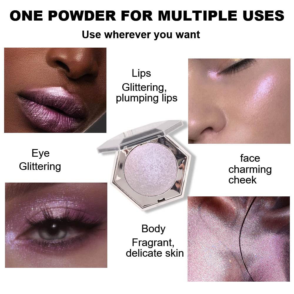 evpct Pink Mermaid Holographic Glitter Diamond Highlighter Makeup Palette for face iluminadores de maquillaje Blush Bronzer and Face Highlighters Makeup & luminizers Palette Iridescent Eyeshadow 02
