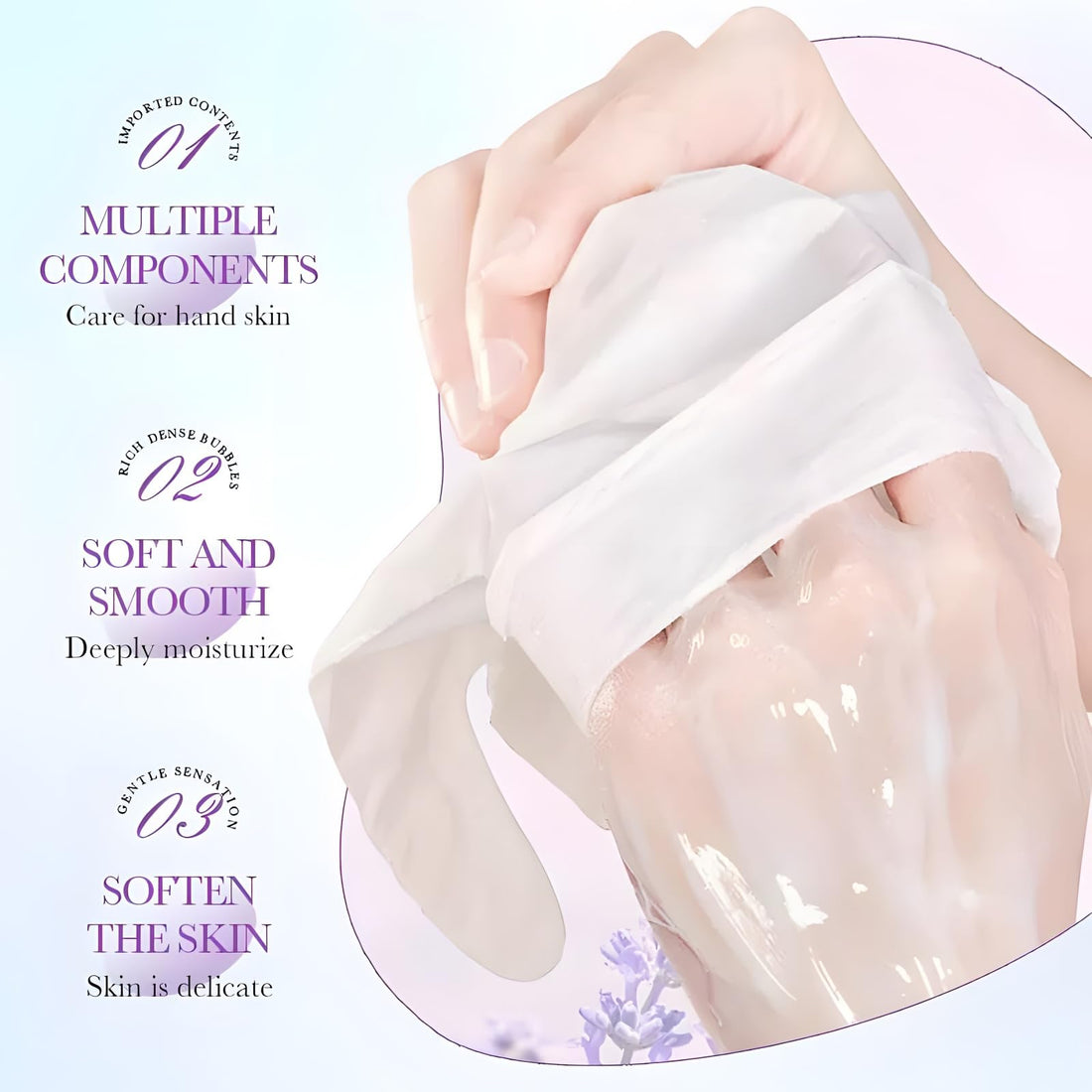 Chicwe 6 Pairs of Hand Masks Moisturizing Glove, Hydrating Hand Masks for Dry Peeling Hands, Exfoliating Collagen Gloves for Smooth Hands (Lavender)
