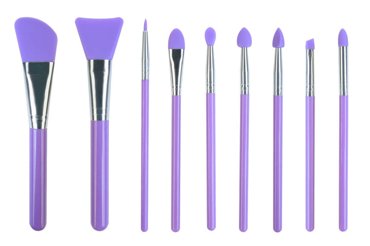 LORMAY 9 Pcs Silicone Makeup Brush Set: Applicator for Face Mask, Eyeliner, Eyebrow, Eye Shadow, Lip Makeup and UV Epoxy Resin (Purple)
