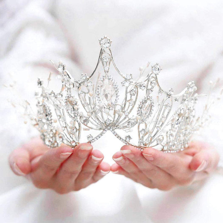Unicra Wedding Crowns and Tiaras Costume Rhinestones Silver Flower Queen Crown Bridal for Women and Girls (A Silver)