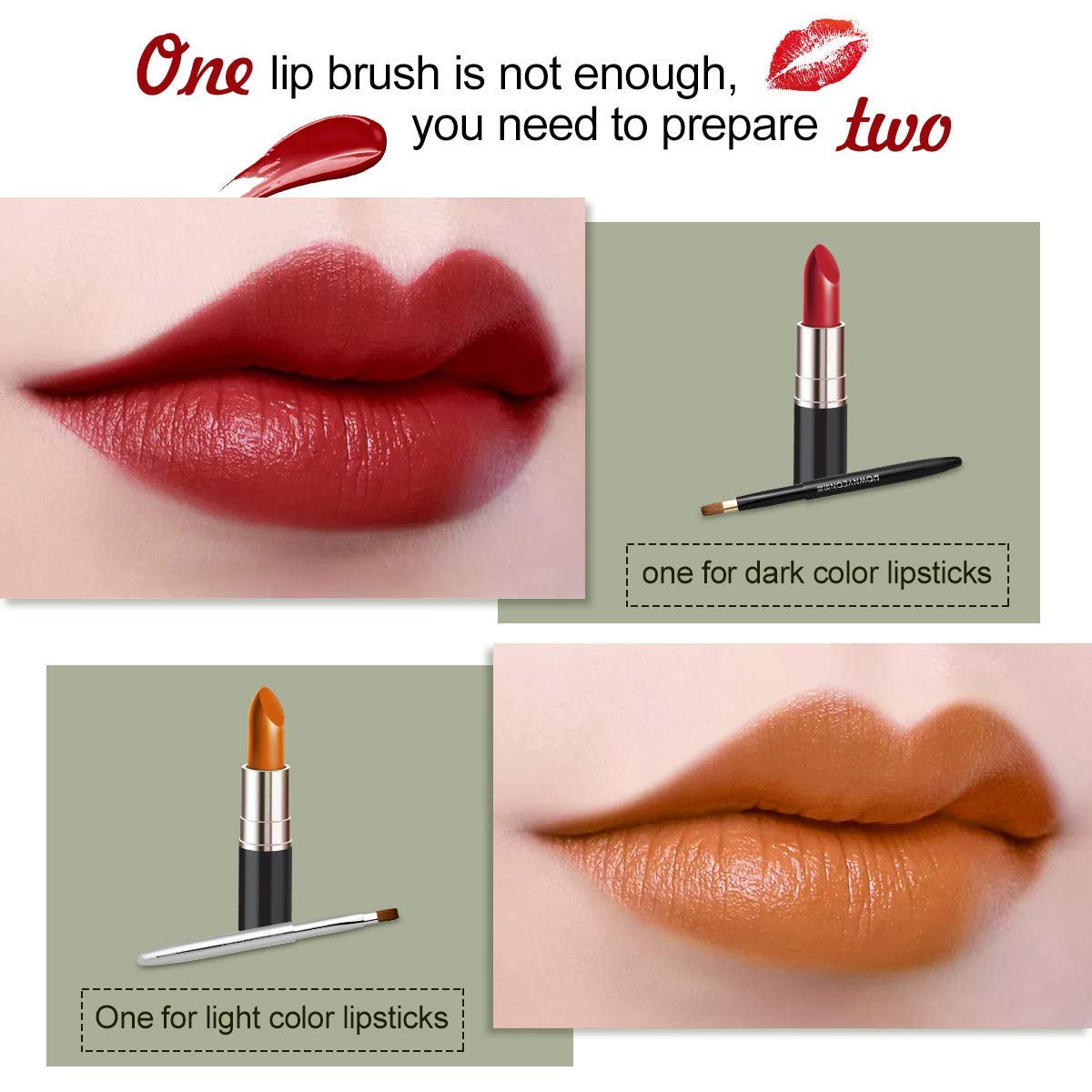 Rownyeon Travel Retractable Lip Brush Applicators Flat for Lipstick Gloss Creams Portable with Cap, Professional Makeup Brush for Women Girls As Christmas Gift and Halloween Makeup Tools Silver