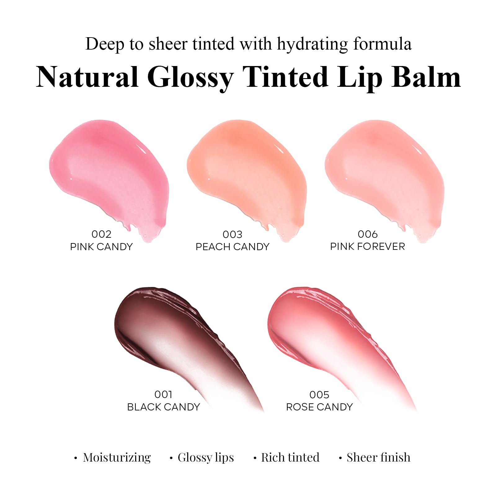 KYDA Tinted Black Lip Balm, Hydrating Sheer Formula Lip Balm, Natural Glossy Finish, Moisturizing Lip Care Balm for Dry Lips, Black Candy