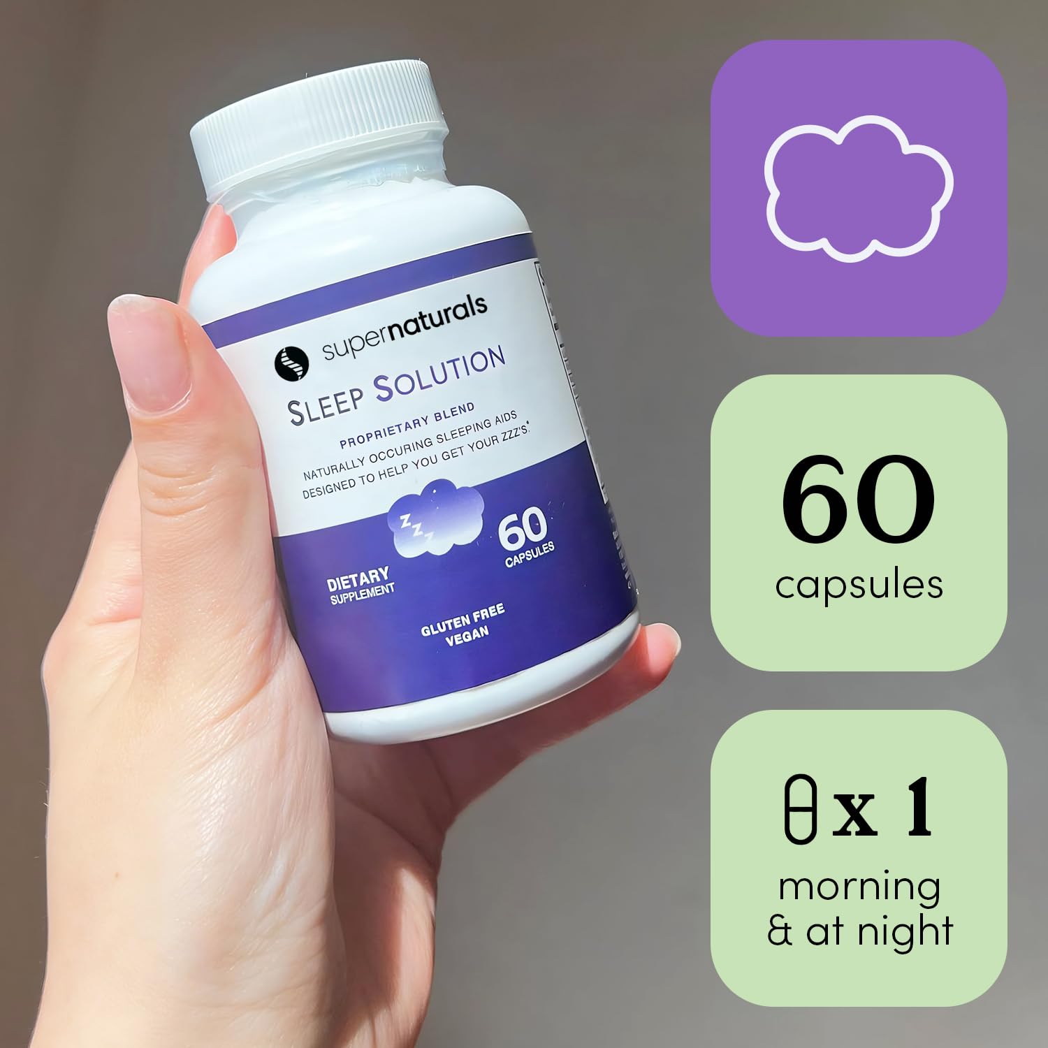 Health Sleep Solution, Sleep Supplement for Adults, Magnesium and Melatonin for Sleep Provides Natural Sleep Support, Vegan Ingredients, Gluten-Free Magnesium Sleep Supplement, 60 Capsules