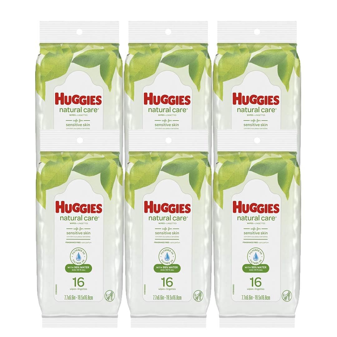 Baby Wipes, Huggies Wipes, Natural Care Fragrance Free, Wipes, 16 Count, *6 Pack*