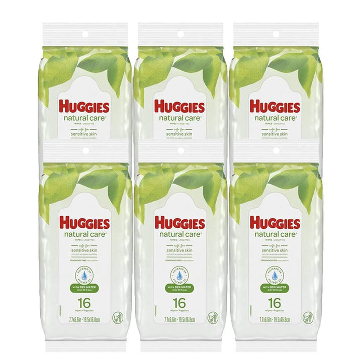 Baby Wipes, Huggies Wipes, Natural Care Fragrance Free, Wipes, 16 Count, *6 Pack*