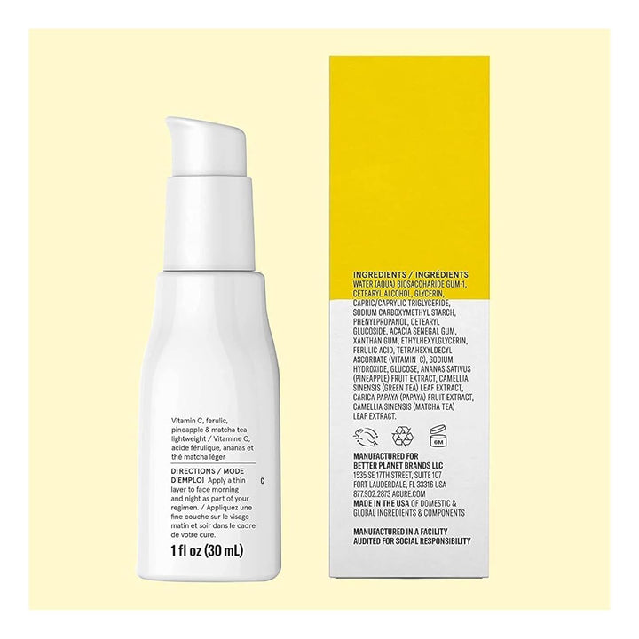 ACURE Brightening Vitamin C & Ferulic Acid Oil Free Serum, 1 OZ