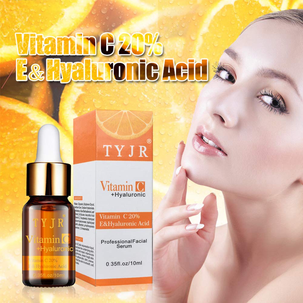 Vitamin C Serum for Face 20% with Hyaluronic Acid & Vitamin E - Natural & Organic Vitamin C Serum for Acne, Dark Spots, Anti Wrinkle, Anti Aging, Fades Age Spots and Sun Damage