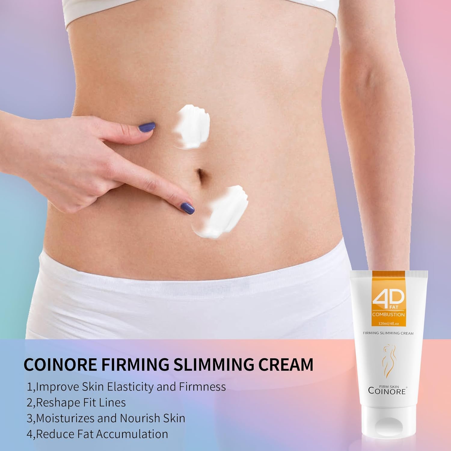 B Flat Belly Firming Cream - Skin Tightening Cream for Stomach, Moisturizing Firming Lotion,4 Fl Oz
