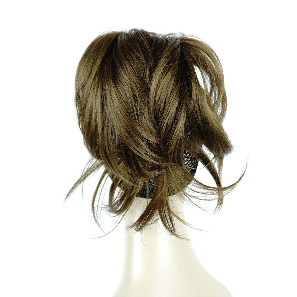 #12 Lt Reddish Golden Brown: Lydell 12Inch Short Ponytail Hair Extension Handmade Braid Synthetic Hairpiece With Jaw Claw Adjustable Messy Style #12 Lt Reddish Golden Brown