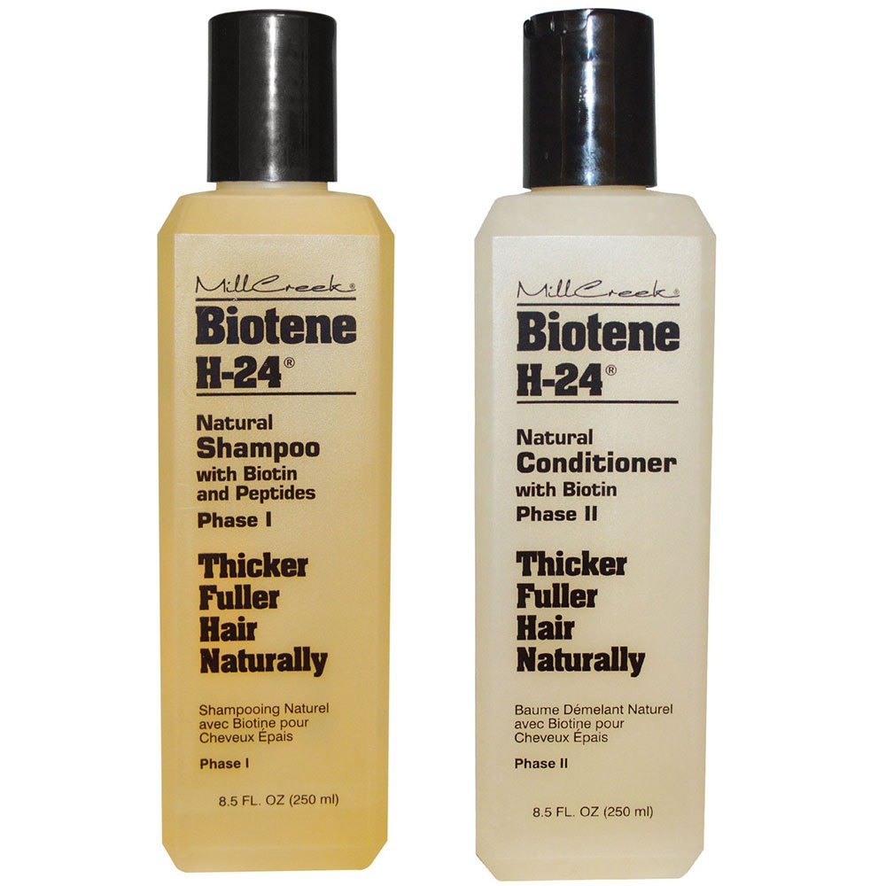 Mill Creek Botanicals Biotene H-24 Biotin and Keratin Shampoo and Condtiioner Bundle For Thinning Hair, Hair Loss and Receding Hair Line With Aloe Vera, Sage, Panthenol and Vitamin E, 8.5 oz. each