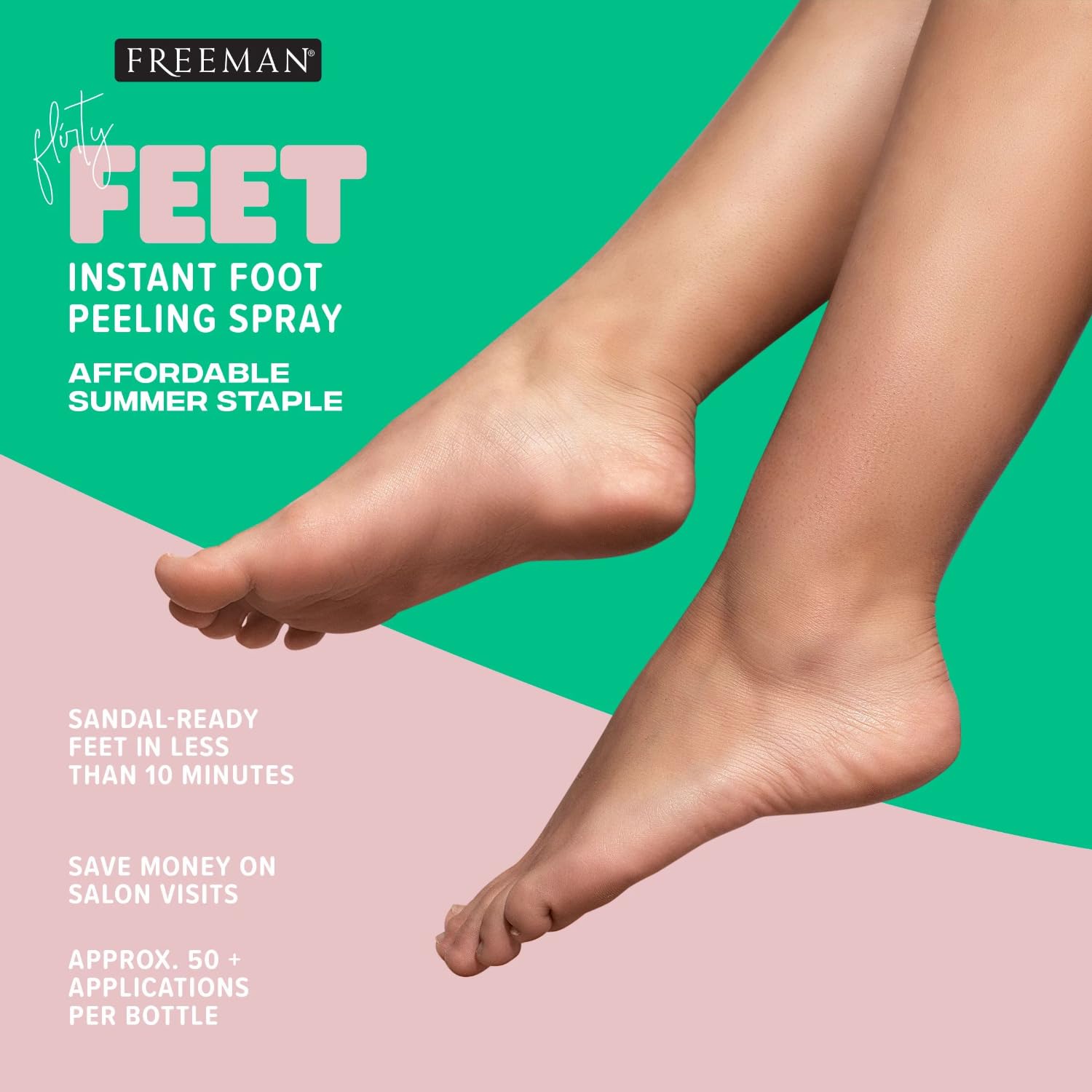 FREEMAN Beauty Flirty Feet Instant Peeling Foot Spray, Coconut and Aloe, Blue, 4 Fl Oz