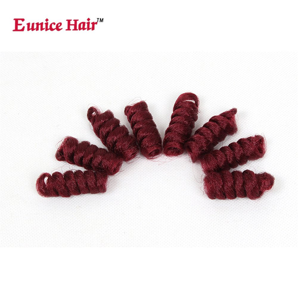 3 Packs Eunice Hair Synthetic Kenzie Curl Crochet Braids Short Crochet Braiding Bouncy Twist Spiral Curls Jamaican Bounce Twist Hair Extensions 20 Strands/Pack(10 inch kenzie, Burgundy)