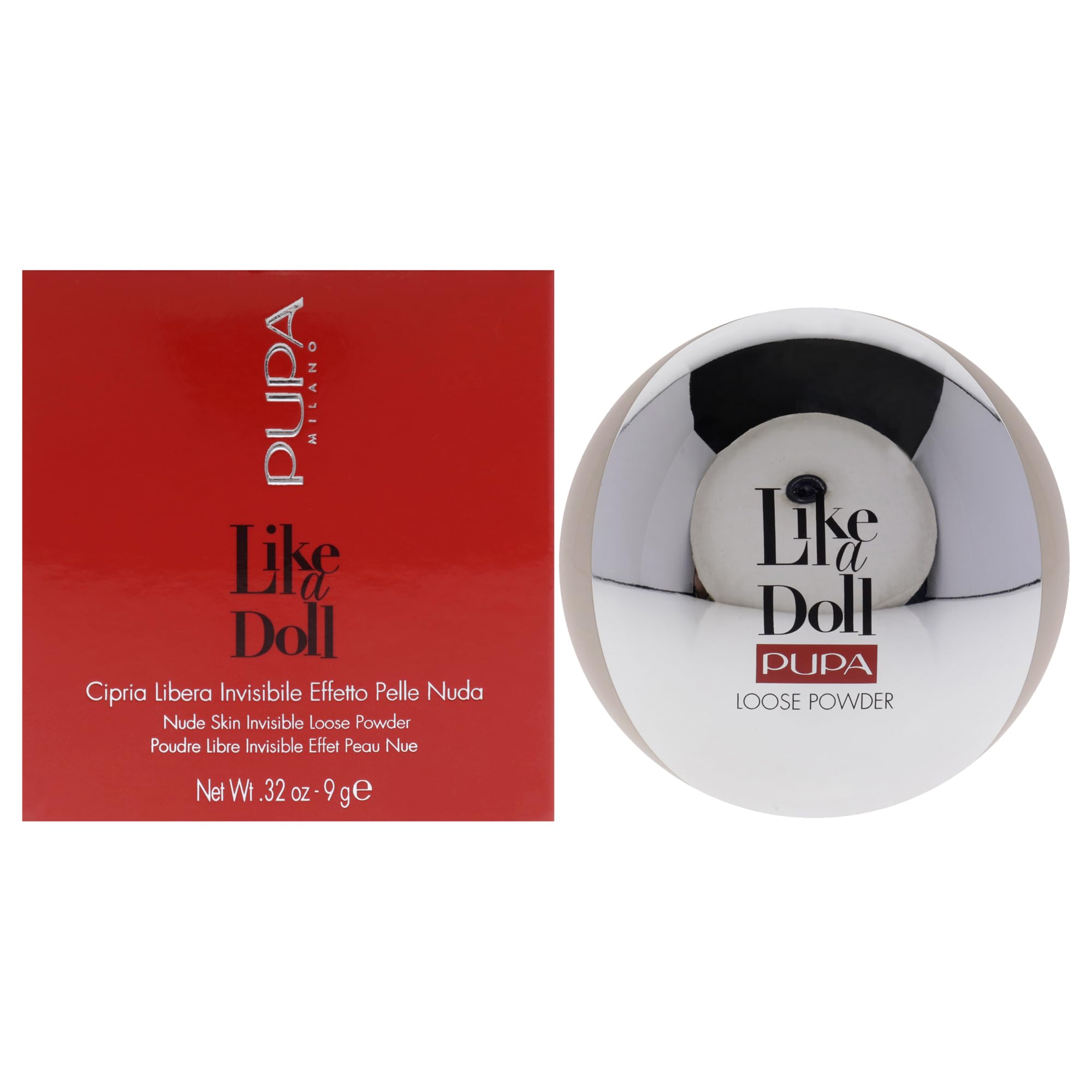 Pupa Milano Like A Doll Invisible Loose Powder - For a Radiant and Natural Look - Smooths Skin and Minimizes Blemishes - Perfectly Blends with Skin - 002 Rosy Nude - 0.32 Oz