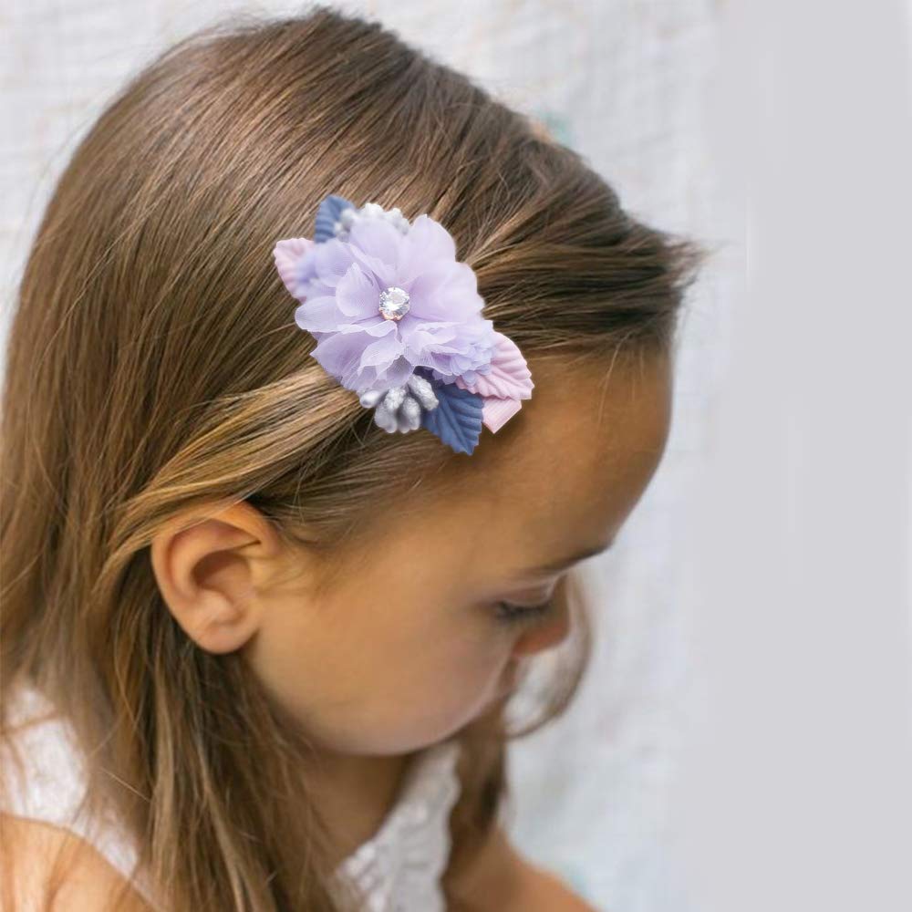 mligril Baby Girls Flower Hair Clips-3pcs Floral Hair Bows Alligator Barrettes for Infant Toddler 1 Count (Pack of 3)