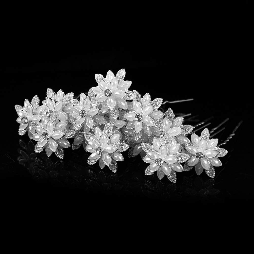 Yantu Womens Flower Bridal Wedding Hair Pin with Crystal (Pack of 20)