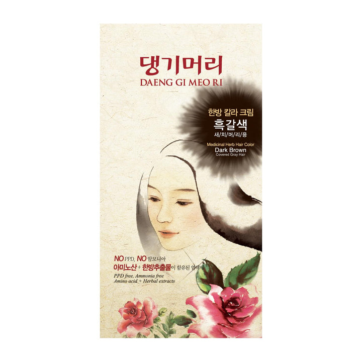 Daeng Gi Meo Ri – Korean Herbal Hair Dye Color Cream [Dark Brown] - PPD-Free Gray Coverage, Hair Protection, High-Keratin Formula, 5 Oz