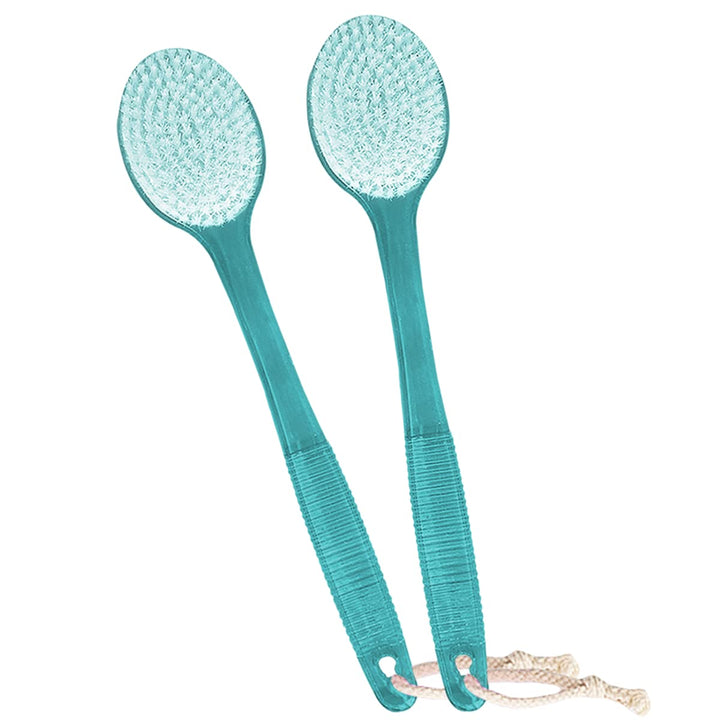 AMERWASH PLUS Bath Body Brush for Shower, 14 inches Long Handle, 2 Packs Bath Scrubber Skin Exfoliation Bath Shower Body Brushing Blue