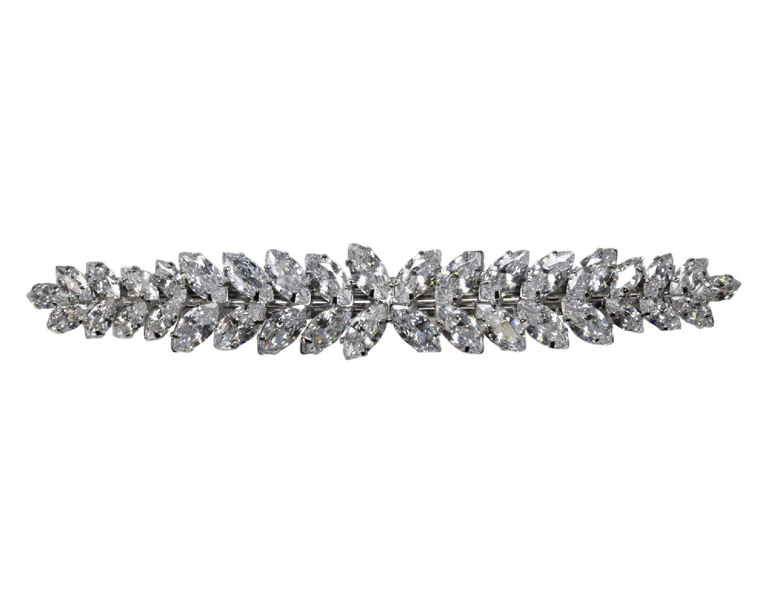 Faship Gorgeous Clear CZ Crystal Floral Hair Barrette Clip - Clear