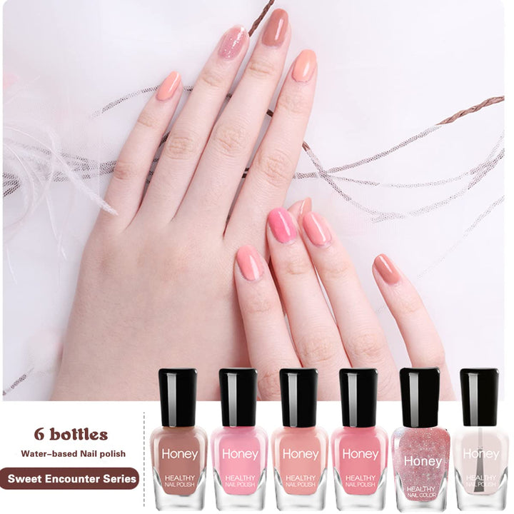 Tophany Non Toxic Nail Polish Set, Easy Peel Off and Fast Dry Nail Polish Set for Pack, Eco Friendly & Organic Water Based Nail Polish for Women,Teens (6 Bottles, 5ML)