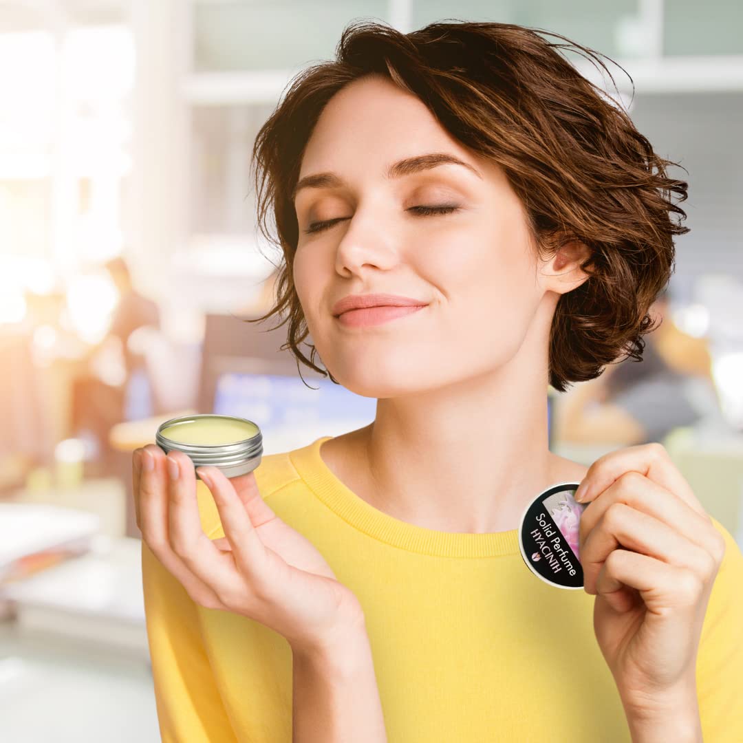 FLOWERLAND Solid Perfume - Portable Pocket Balm Perfume Perfect for Travel Use - Natural Fragrance Parfum for Men and Women - Natural & Vegan - Hyacinth (30ml)