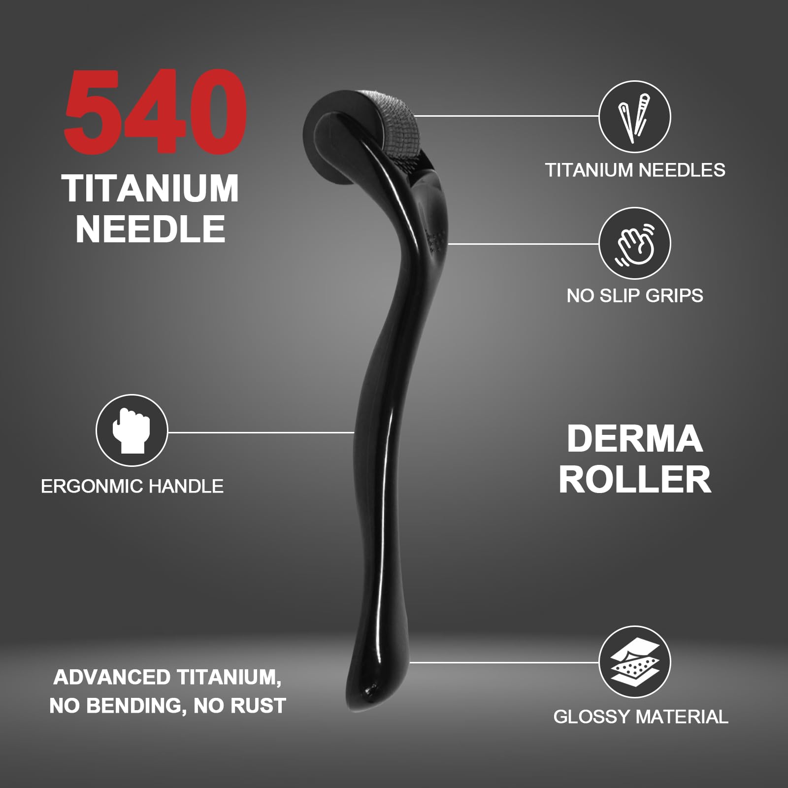 540 Titanium Derma Roller - Microneedle Micro Needle Roller for Men and Women Home Use - Microneedling Roller Microneedle Skin Care Tool A8