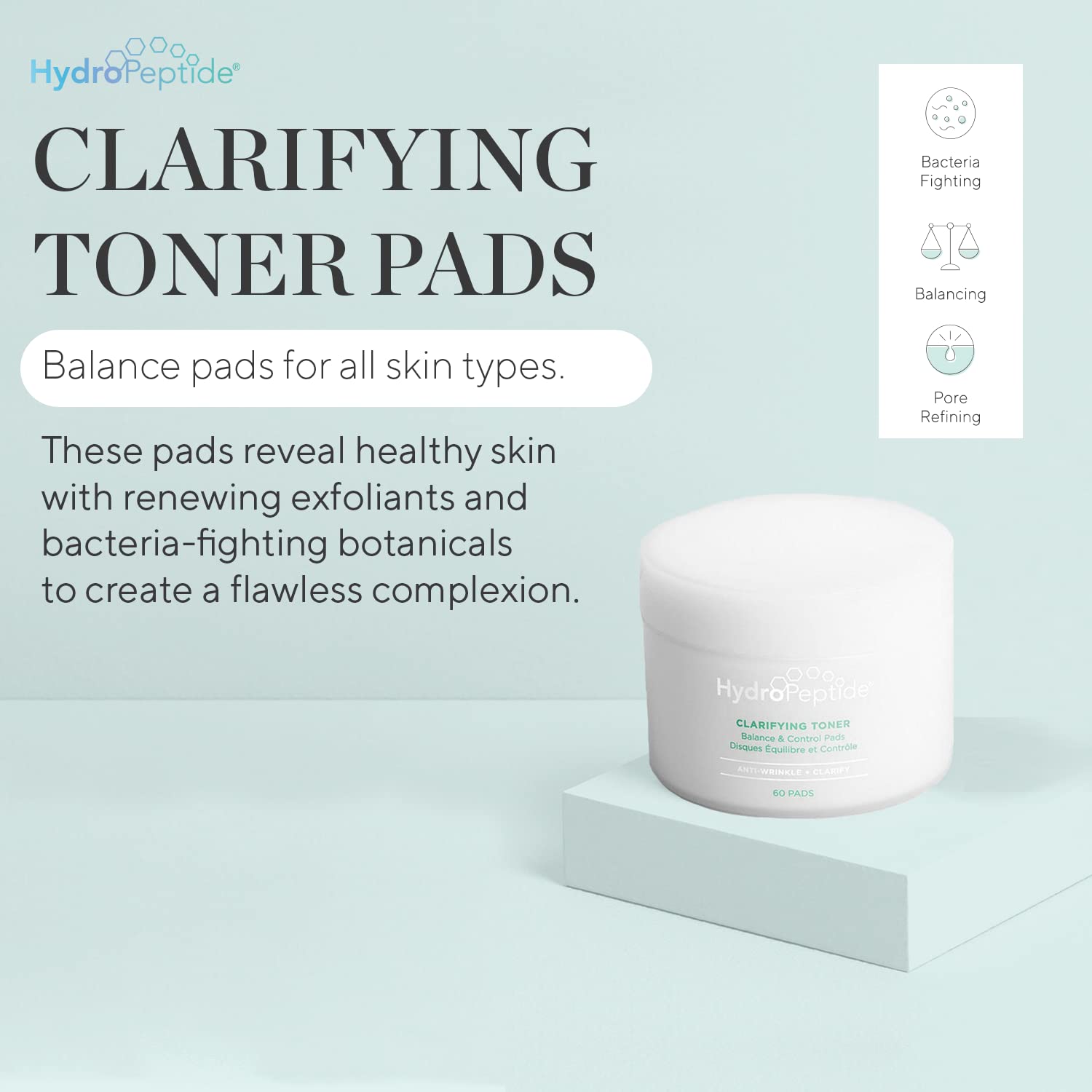 HydroPeptide Clarifying Toner Balance Control Pads, 4 fl. oz.