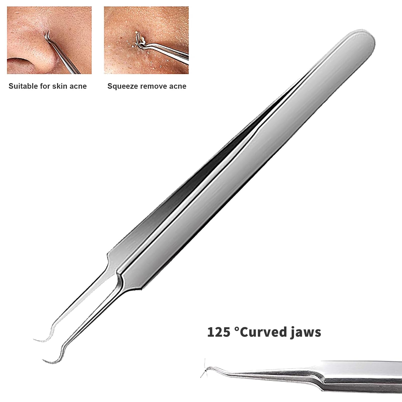 Blackhead Remover Comedone Extractor, 3 in 1 Professional Stainless Skin Zit Acne Blemish Whitehead Popping Removing Surgical Tools Set, Silver