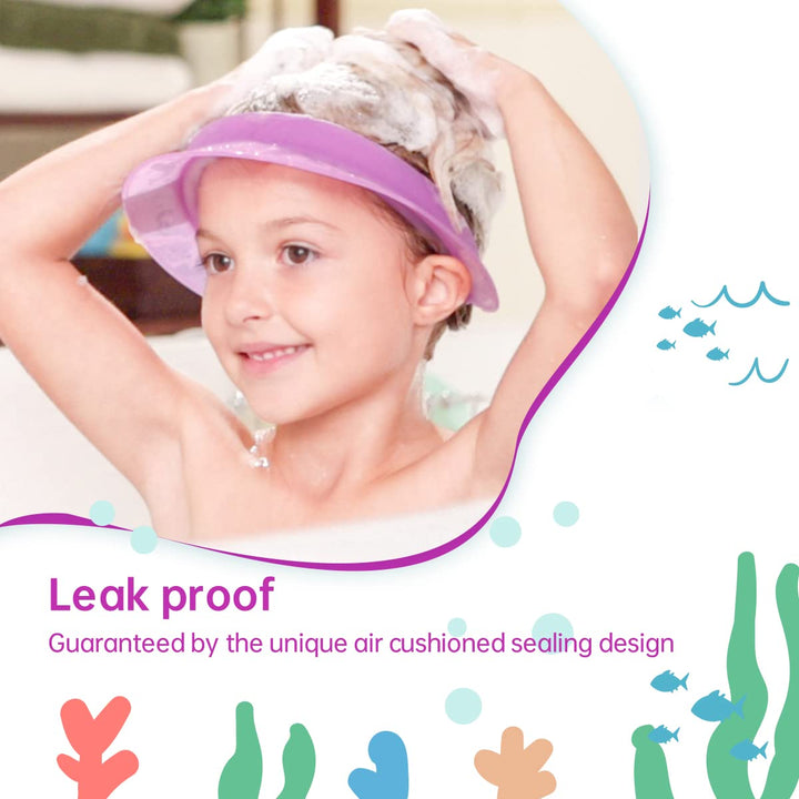 Kair Air Cushioned Bath Visor, Shower Cap For Kids, Hair Washing Hat For Toddlers Adults, Purple